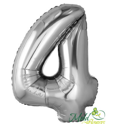Balon cifra din folie "4" argintiu foto 394x433